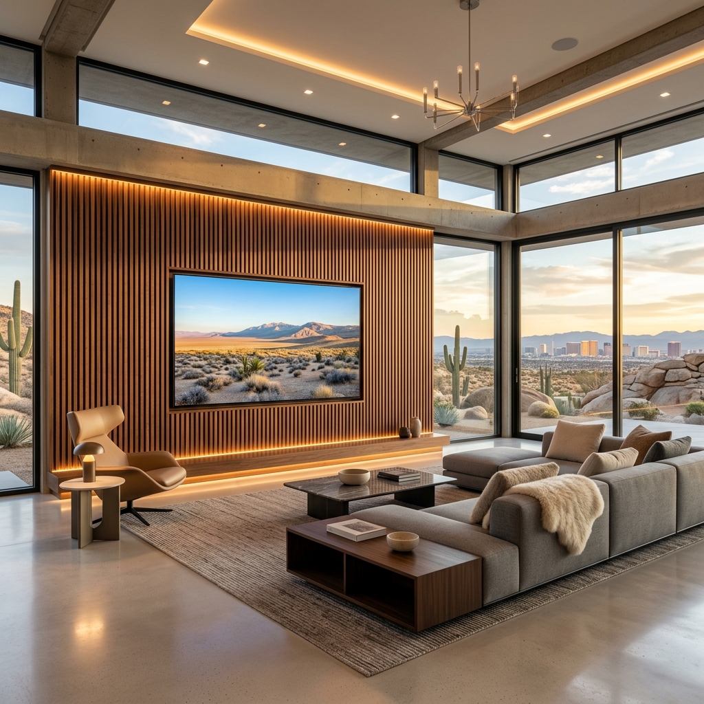 Premium home improvement Las Vegas — Major Premium LLC accent wall with LED backlighting